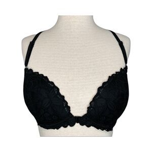 PINK Date Racerback Push Up Bra sz 32DD * VS Victoria's Secret Black Lace Pushup